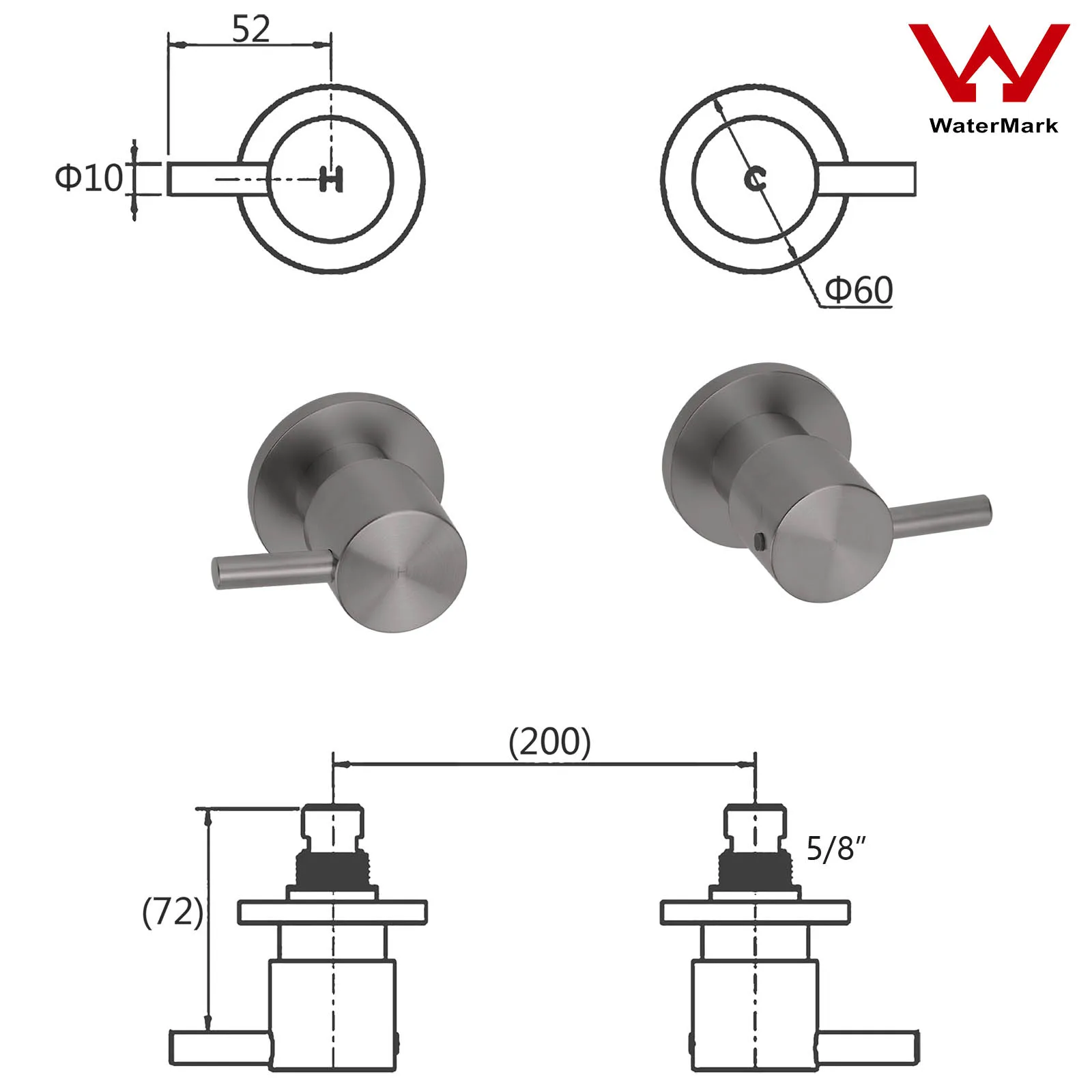 **Sydney Stock** KYLINS 2 In 1 Shower Head Set Round 8/10/12/16'' Rainfall Head Gooseneck Arm Mixer Taps Set Gun Metal Grey WELS