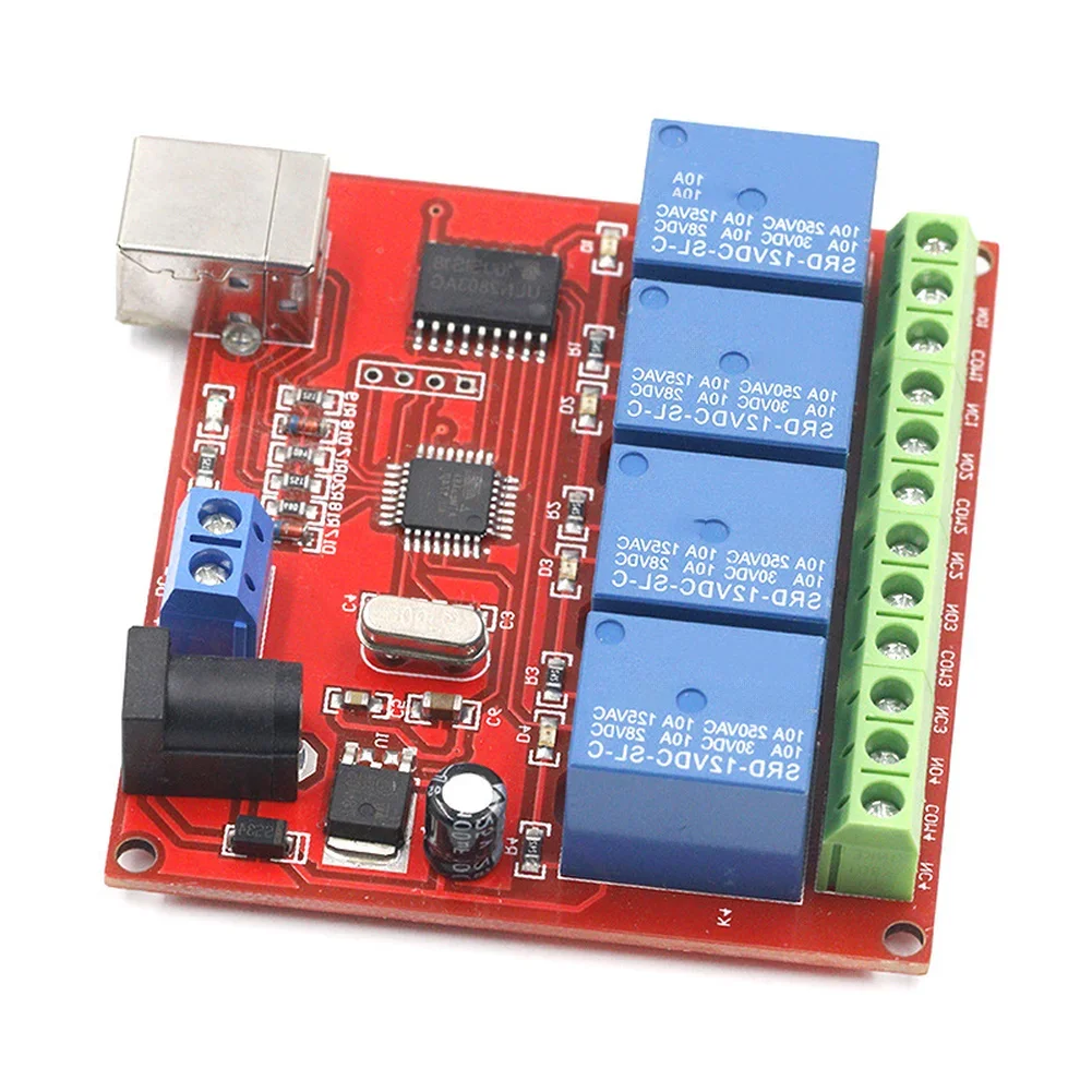 1pc USB Control Relay Module 4-Channel Driverless Switch For Smart Automation Accessories Easy Installation