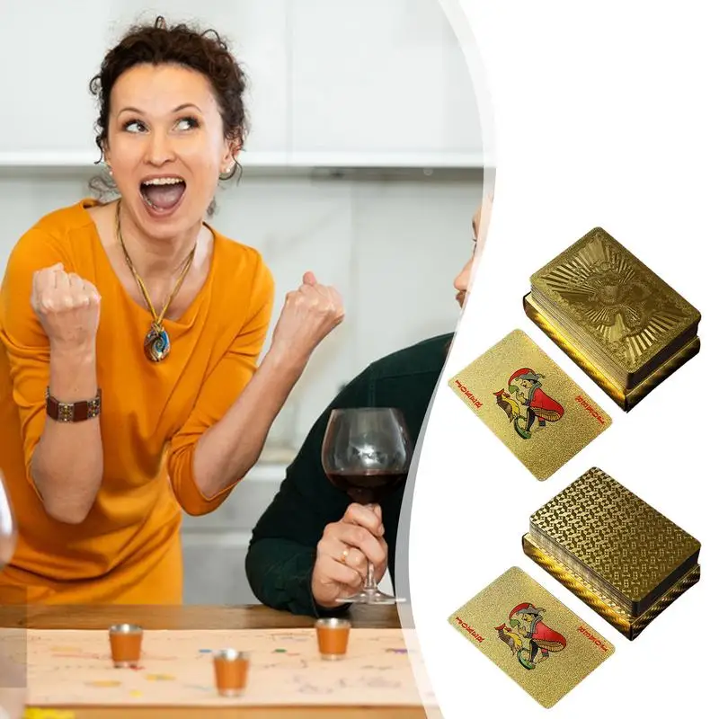 

Покерные карты Стандартные водонепроницаемые золотые фольги Покерные настольные игры Игральные карты Стандартные портативные для ежедневных развлечений Корпоративные игры