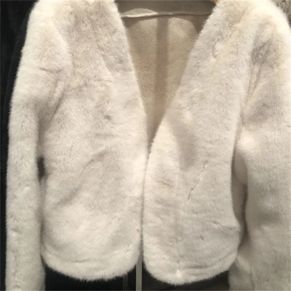 Haining bont en leer korte jas uit één stuk dames kleine geur verdikt