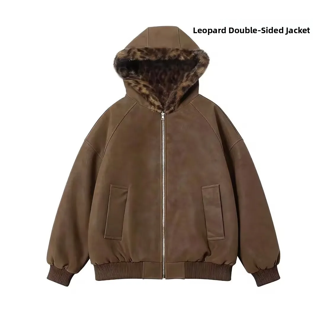 

Осень-зима, большой размер 250, двусторонняя одежда, мужская летная куртка из искусственной кожи, американская мотоциклетная одежда, пальто с капюшоном