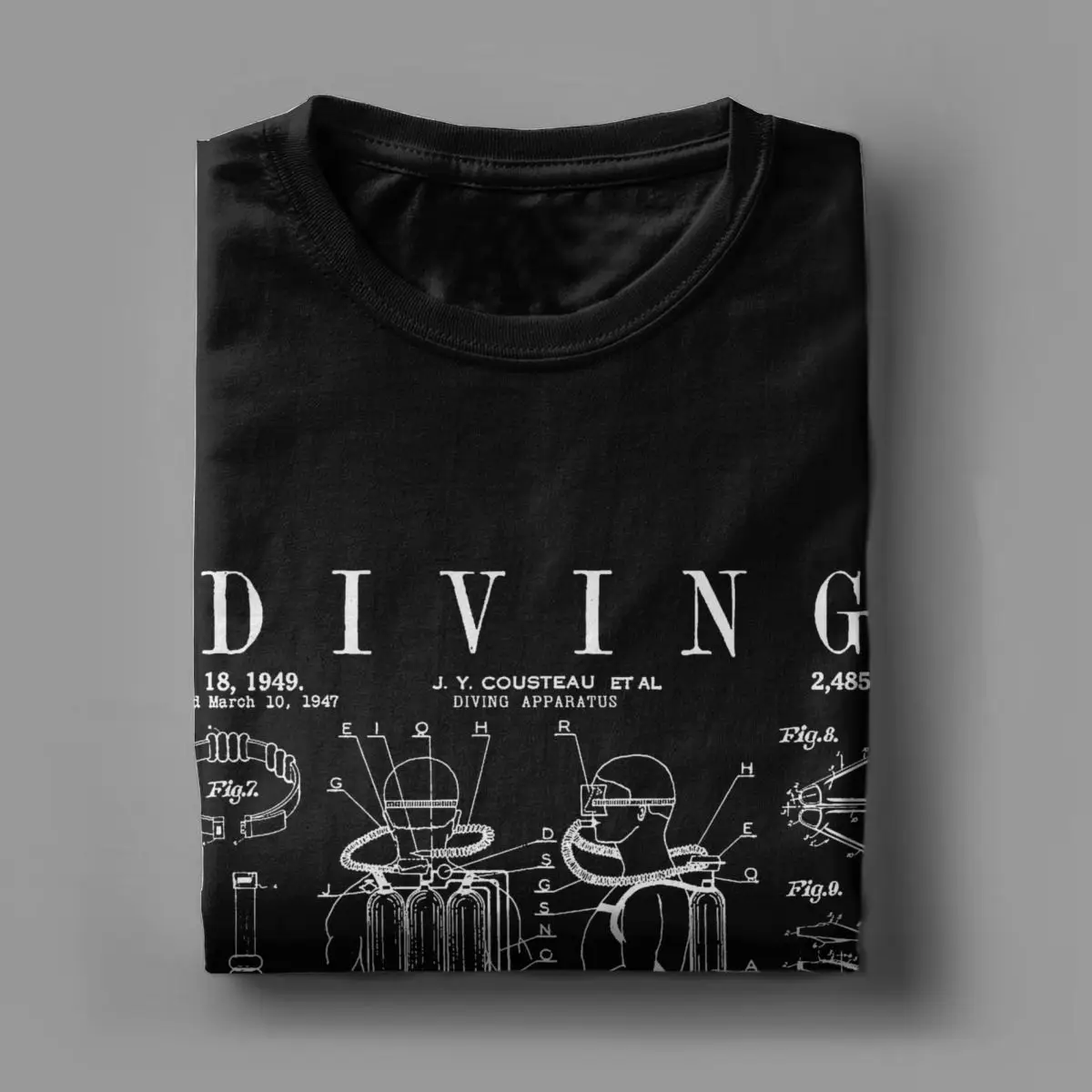 Funny Diving Equipment Diver Drawing T-Shirts for Men Cotton T Shirts Scuba Diver Dive Short Sleeve Tee Shirt Printed Clothes