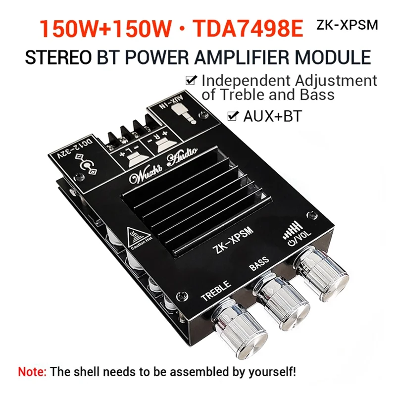 T28C ZK-XPSM Audio Amplifier Board 150Wx2 TDA7498E Stereo Bass Adjustment Bluetooth Audio Power Amplifier Board Module