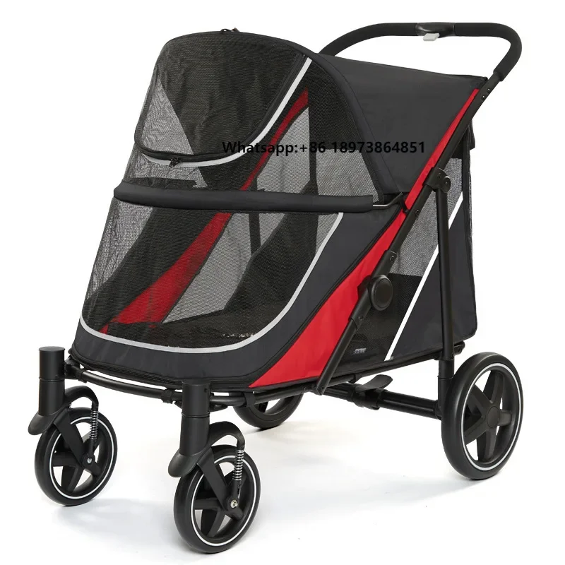 

Hot Selling 600D Oxford Fabric Dog Stroller Large Pet Travel Foldable Portable Fashion Style Transparent for Big Dogs Cats