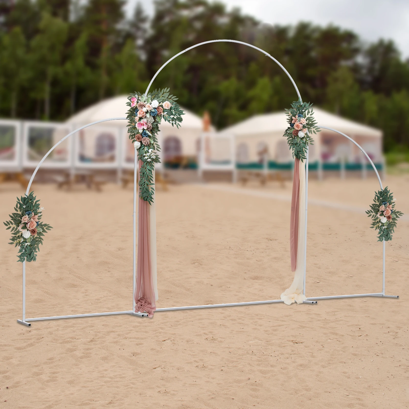 

Metal Backdrop Stand Strong Stability Great Background for Weddings, Birthday Parties, Christmas Parties Carbon Steel White