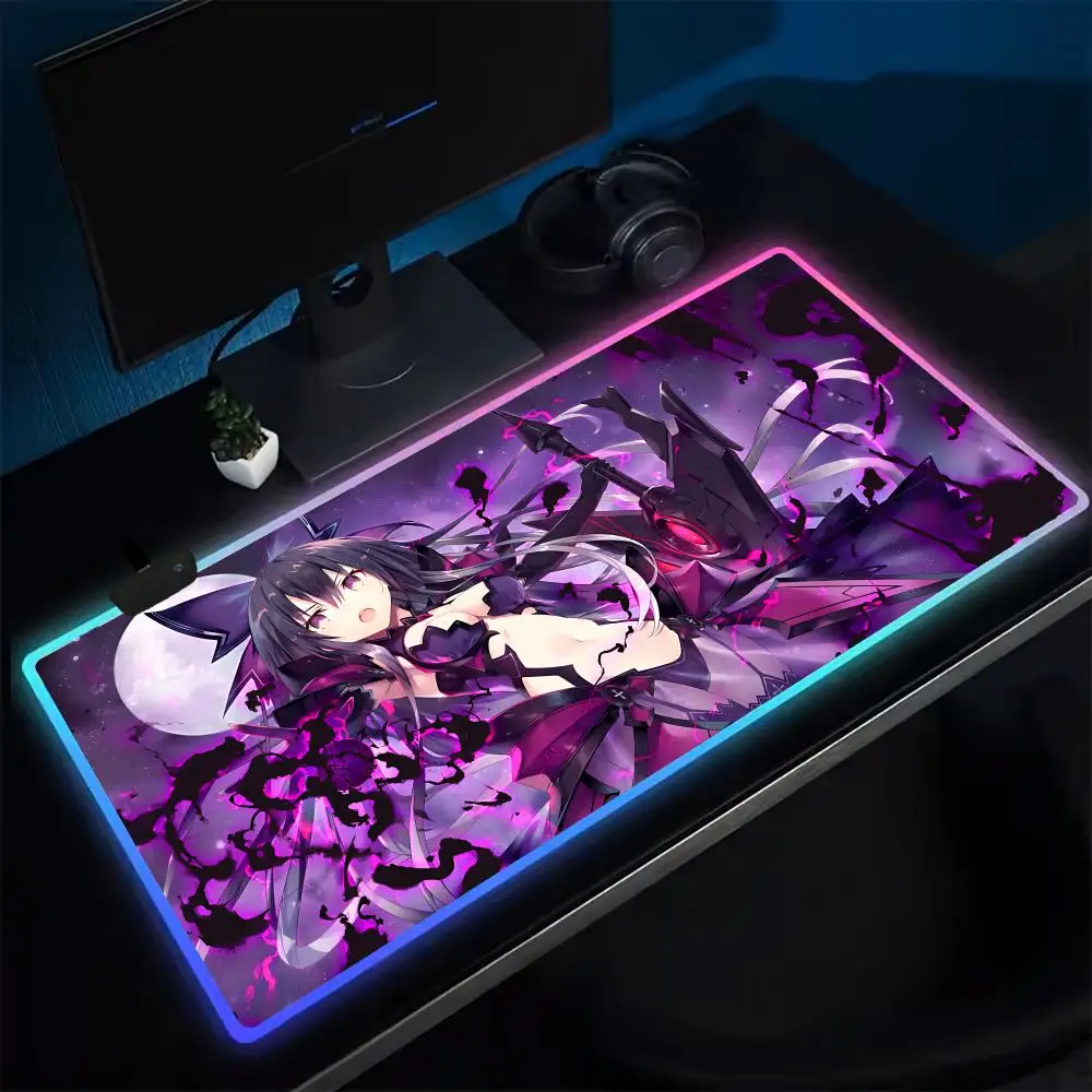 

Anime Date A Live Mouse Pad Anime Gaming Mouse Pad LED Table Pads Backlit Rubber Desktop XXL RGB Desk Mats