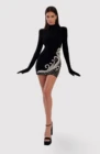 long sleeve mini dress with gloves bodycon