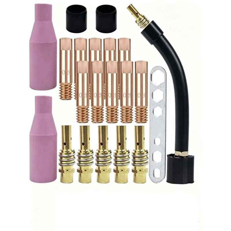 21Pcs MIG Welding Torch Consumables Kit for Binzel MB15AK Contact Tips Nozzles And Tip Holders Replacement Welding Accessories