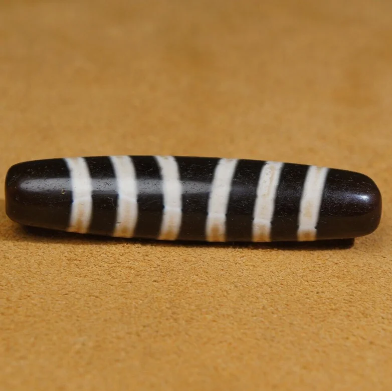 Magic Tibetan DZI Beads Old Agate White 6 Line Totem Amulet Pendant GZI 57×13mm