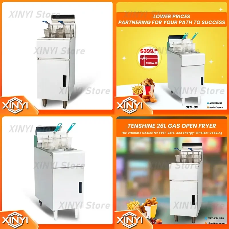 for High-Capacity Gas Fryer Heavy-Duty Gas Deep Fryer for Commercial Use and Kitchens