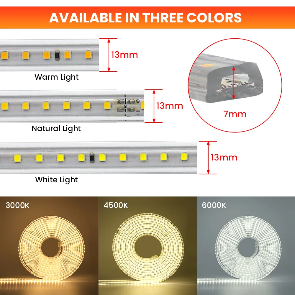 Imagem -04 - Conduziu a Luz de Tira 2835 120leds m Fita Conduzida Regulável 23key Controle Remoto Flexível Luzes Led ao ar Livre Fita Impermeável 110v 220v