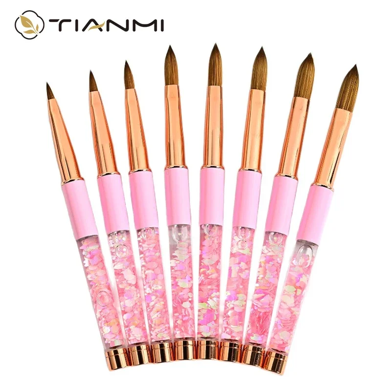 Oil Filling Crytal Handle Nail Art Brush Kolinsky Hair Acrylic Nail Brush Gel Nail Polish Builder Manicure Painting Pens TIANMI