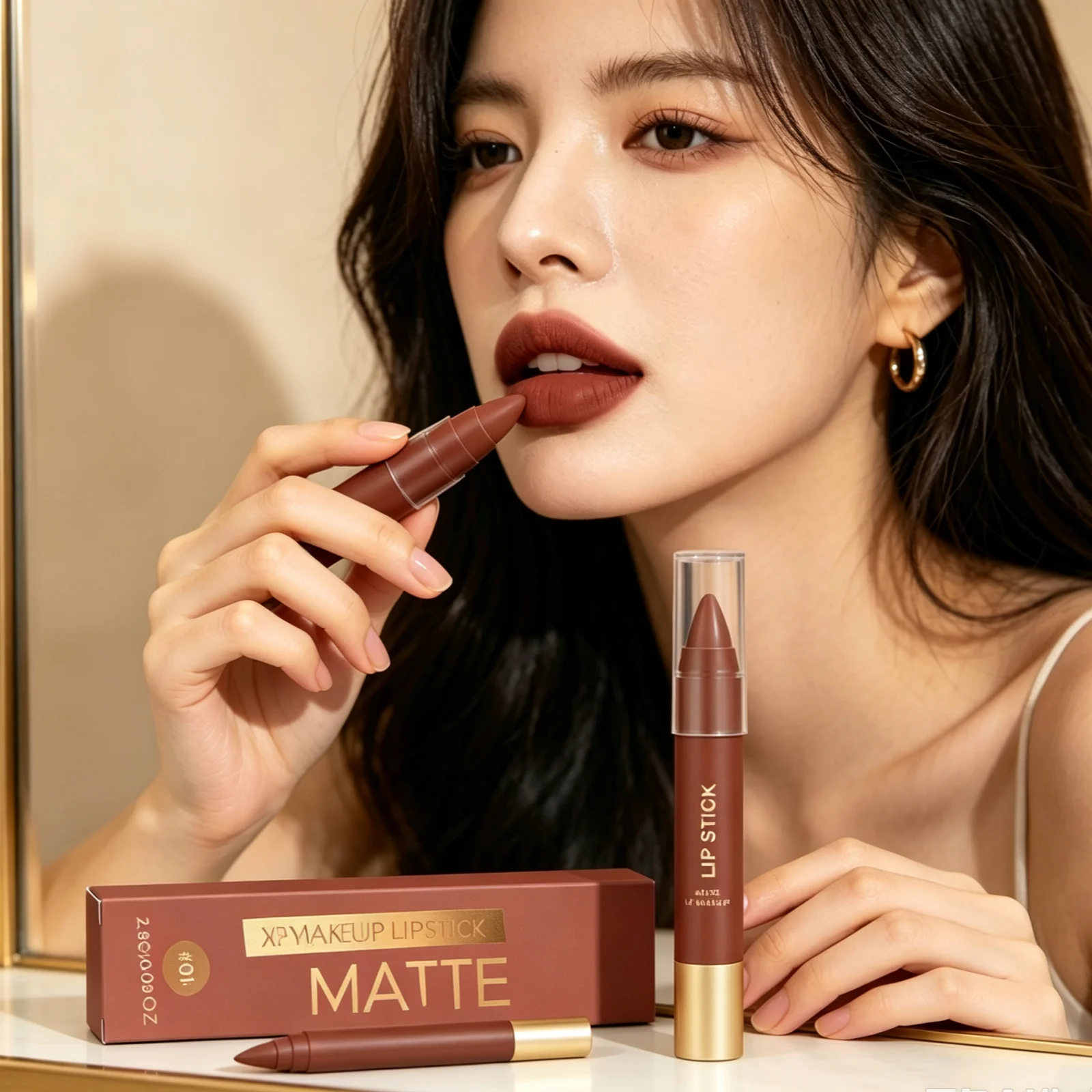 Matte Lipstick Long Lasting Smooth Nude Silky Non-sticky Waterproof Smudge-Proof Full Coverage Lip Makeup Lip Plumper Lipstick - view 6
