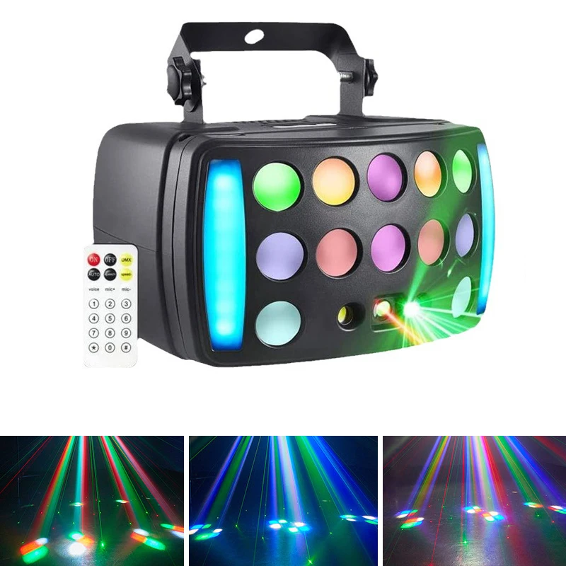 LED 4In1 Butterfly Laser Projector Disco Lighting Dmx RGB Beam Strobe Halo Lamp DJ Stage Home Room Game Party Decorative Lights