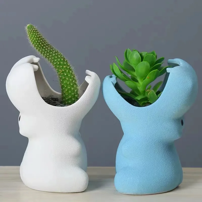 Hippo big mouth flowerpot Vase Silica Mold Succulent Plant Pot Mold Cement Clay Molds Succulent plants Gypsum silica gel mold