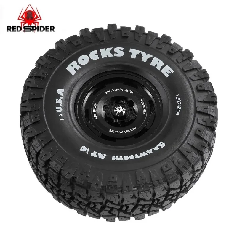 1.9인치 크롤러 타이어 및 1.9 비드락 휠 세트 (액시얼 SCX10 II III Trxs TRX-4 레드캣 Gen8 Gen7 업그레이드용)