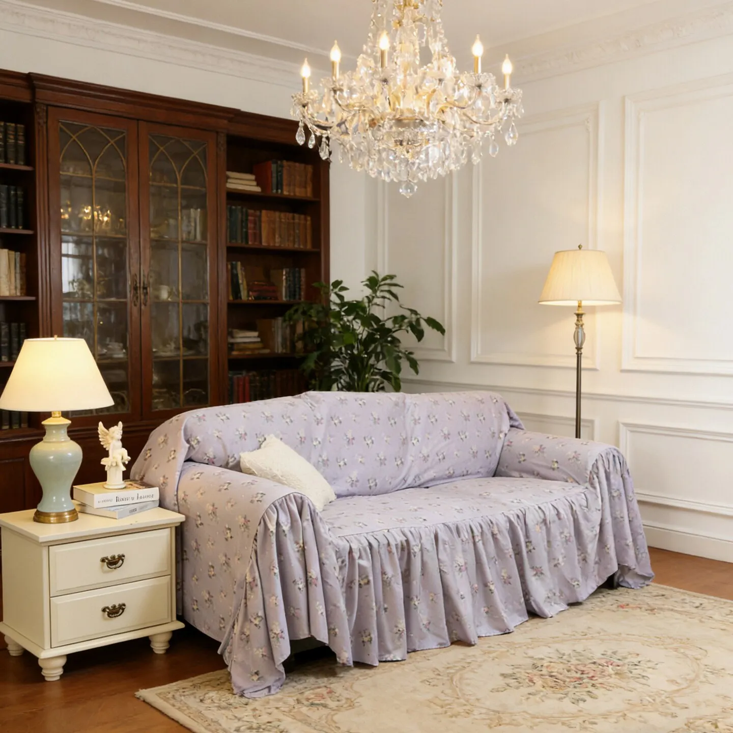 French Korean Princess Idyllic Purple Rose Cotton Sofa Towel 2 and 3 Seater Sofa Cover Whole Cover Large Size