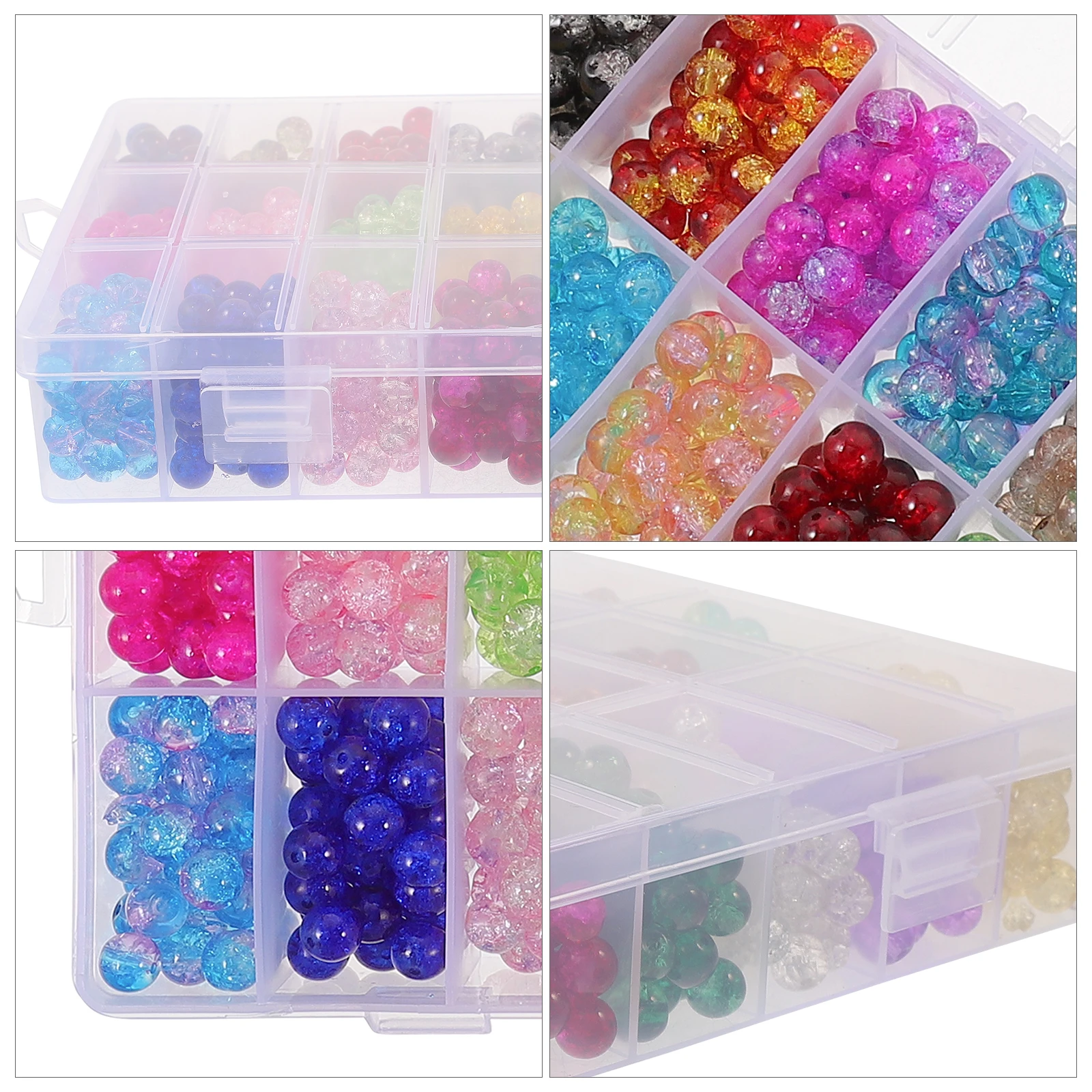

1 Box Loose Jewelry Bulk Bracelet Necklace Earrings Making Decorative Crafts Durable Round Small Colored Clear Spacer