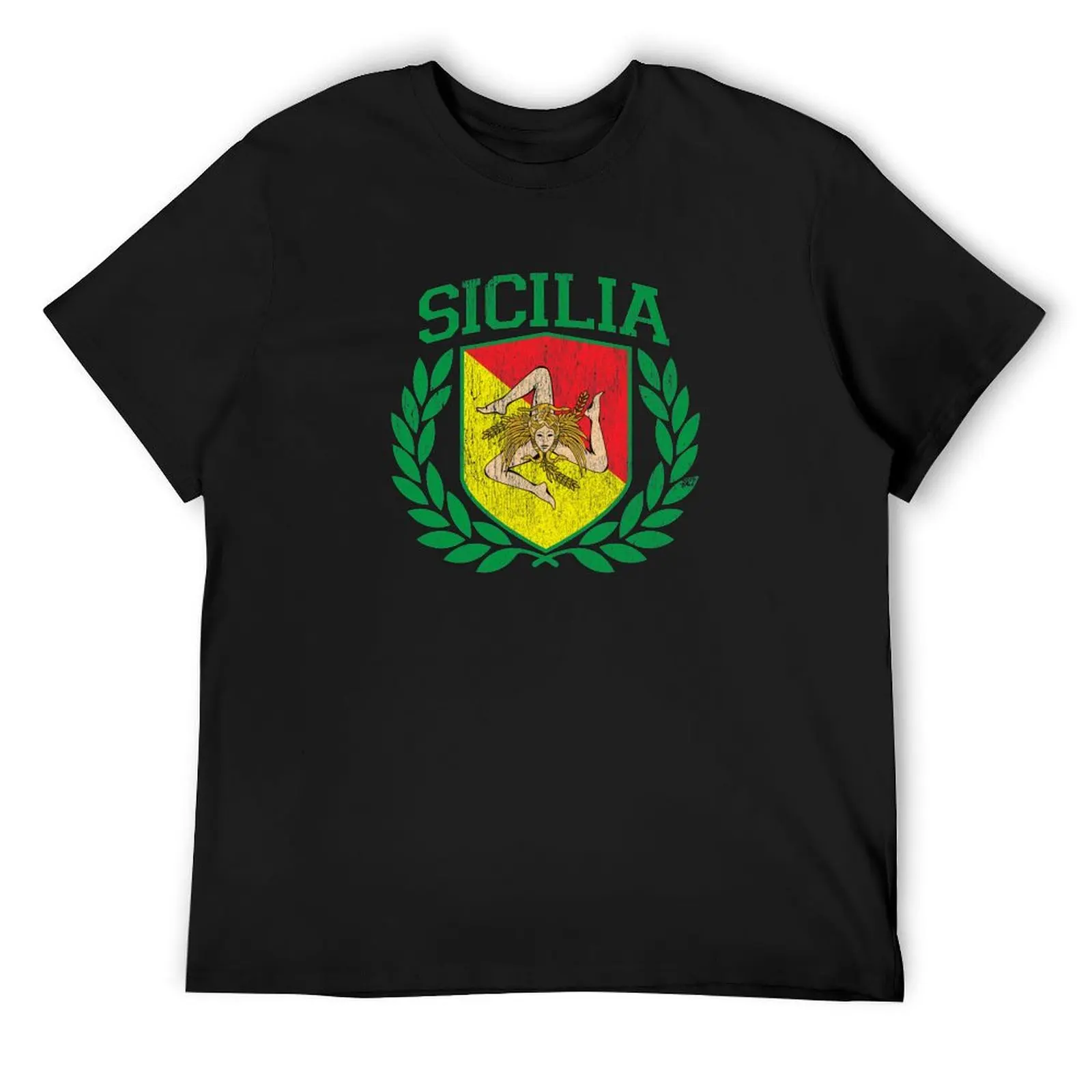 SICILY - Sicilia Flag and Shield Trinacria - Sicilian Flag T-Shirt graphic t shirts sports fans mens t shirts casual stylish