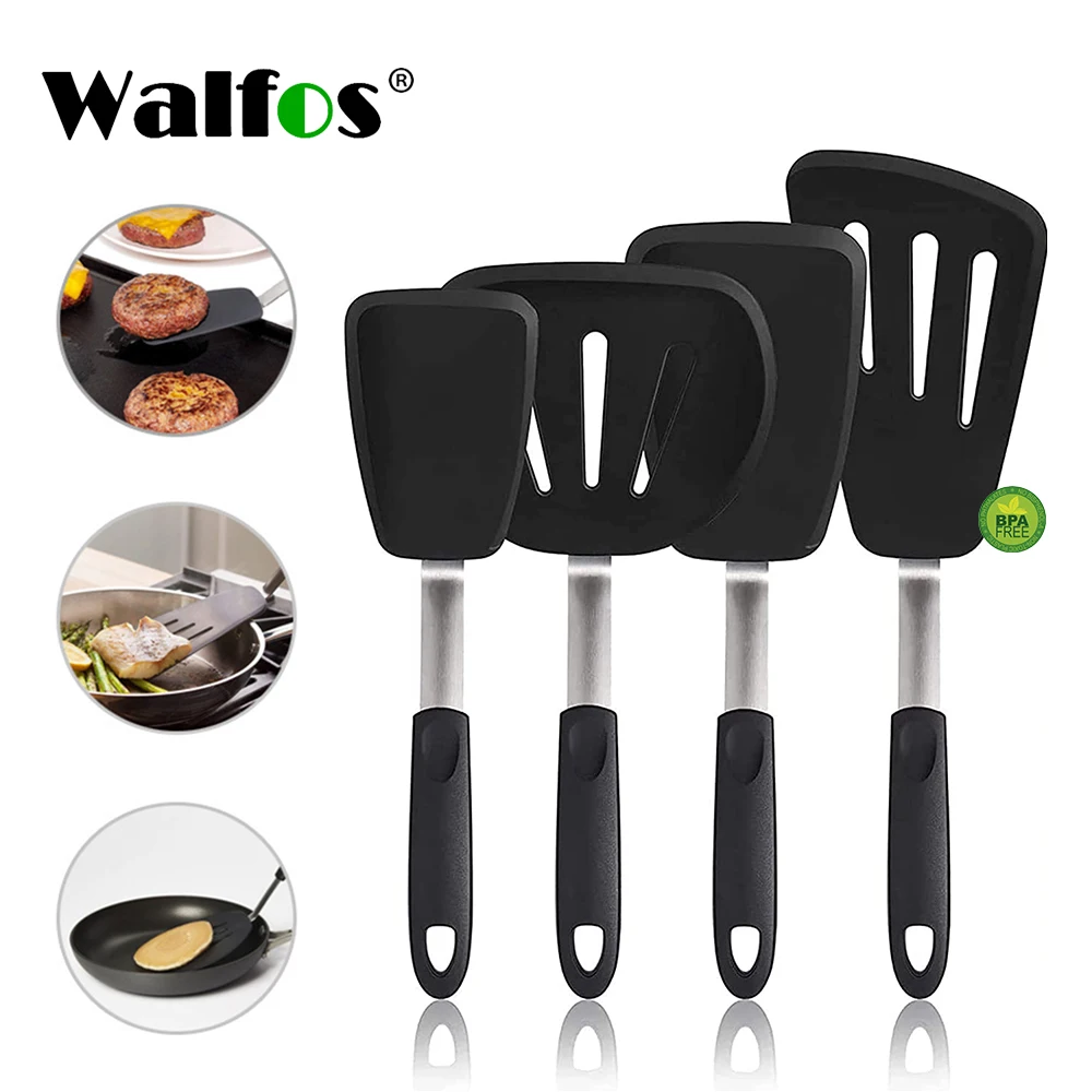 WALFOS Non-stick Silicone Spatula Baking Kitchen Tools Reusable Silicone Spatula Spoon Fried Egg Shovel Fish Shovel