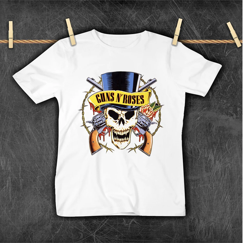 

New Children's T-shirt Hipster Cool Skeleton Printed Boy Short Sleeve Tshirt Guns N' Roses Ropa Aesthetic Rock Clothes Oversize