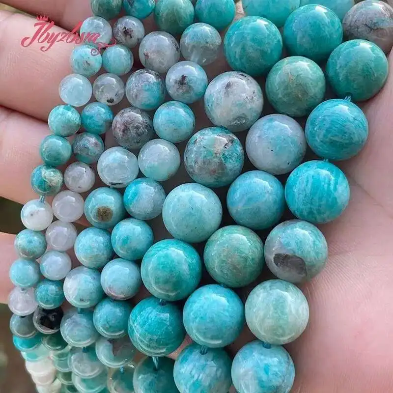 

Natural Green Amazonite Stone Round Smooth Necklace Bracelet Strand 15 Inches for DIY Accessories Jewelry Making 6/8/10mm