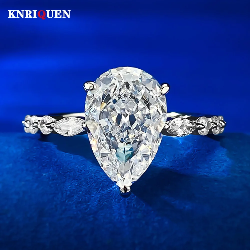 

Luxury 925 Sterling Silver Pear 8*12mm Lab Diamond Rings for Women Wedding Engagement Ring Party Fine Jewelry Female Accessories