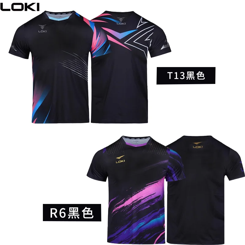 LOKI Table Tennis T-Shirt Men Women Zero Restriction Quick-Dry Breathable Sports Tee V-Neck Ping Pong Short Sleeve Size S to 4XL