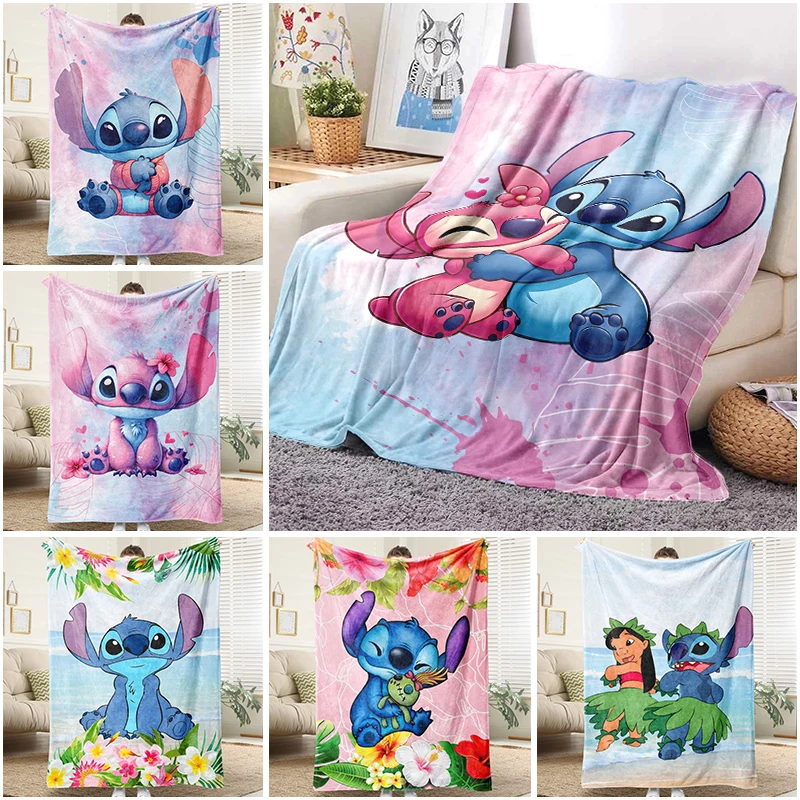 

Stitch&Angel Flannel Blanket Disney Fluffy Cozy Throw Children Adult Nap Blankets Soft Bedding Sofa Blanket for Party Home Decor