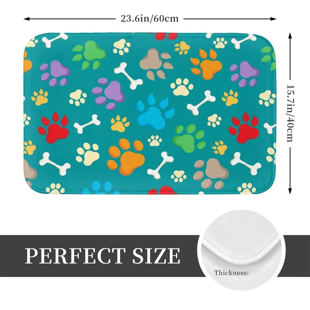 Colorful Dog Paw And Bones Print Doormat Kitchen Entrance Home Floor Mat Non-slip Carpet Rug for Bathroom Footpad Mats