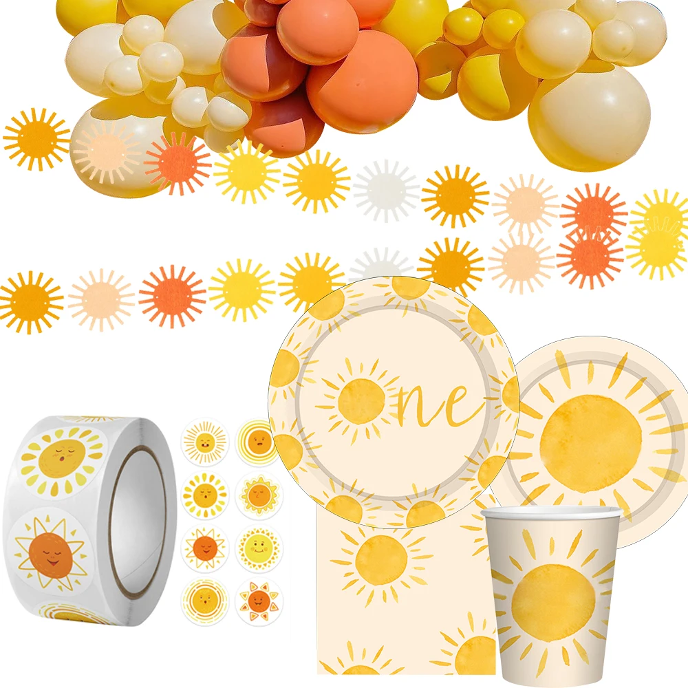 1set Böhmischen Sonne Einweg Geschirr Pappteller Tassen Für Böhmischen Sonne 1st Alles Gute Zum Geburtstag Party Dekoration Geschenk Halter Versorgung