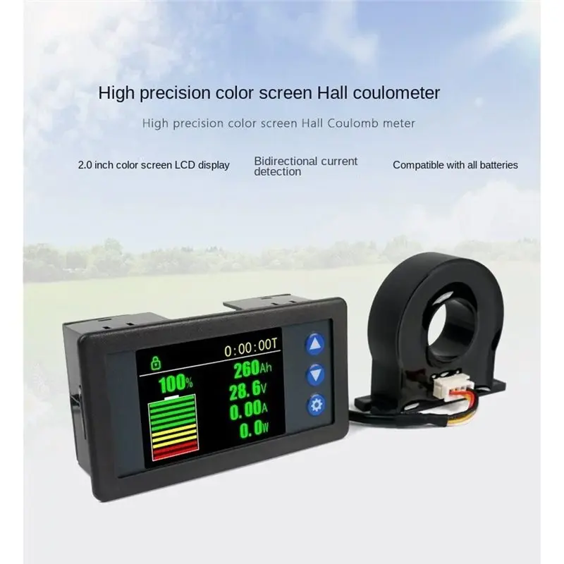 H56AH Battery Capacity Coulomb Meter,DC 10-100V Voltmeter, Ammeter And Battery Meter, Hall-Effect Technology Multimeter-AT64