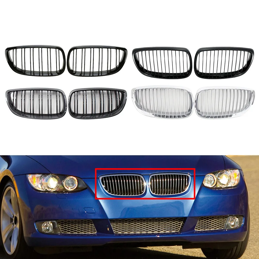 1Pair Car Front Hood Kidney Grille Bumper Grill ABS Upper Grill For BMW 3 Series E92 E93 Not For LCI /4 Door Sedan