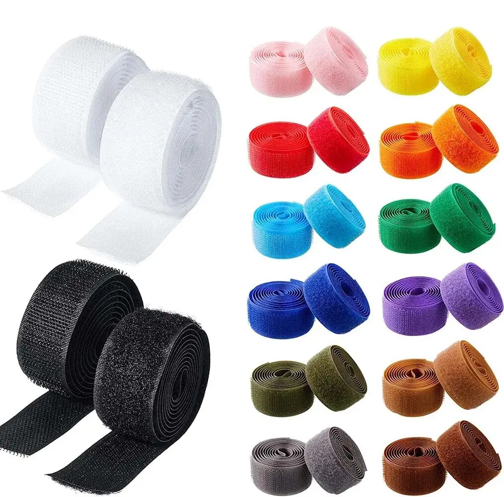 2/3/5/10/25Meter/pair 20mm Non-Adhesive Seven Colors Nylon Fabric Velcro Hook And Loop Sewing Accessories