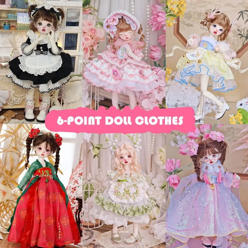 Conjunto de roupas de boneca Lolita BJD, vestido bonito de empregada, acessórios retrô de estilo chinês, sem bonecas ou sapatos, novo, 1:6