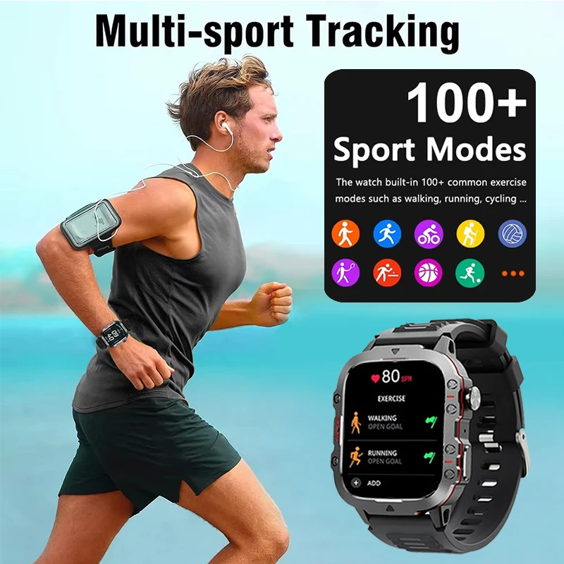 TRANSFORMERS TF-H01 Bluetooth Call 1.96“ Smartwatch 420 Mah Battery IP68 Waterproof Health Monitor Sport Tracker Smart Watch Men