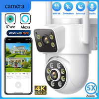8MP 4K Wifi PTZ Camera Dual Lens Dual Screens Surveillance Camera Outdoor 2MP 4MP HD Night Vision Home Security Camera ICSEE APP