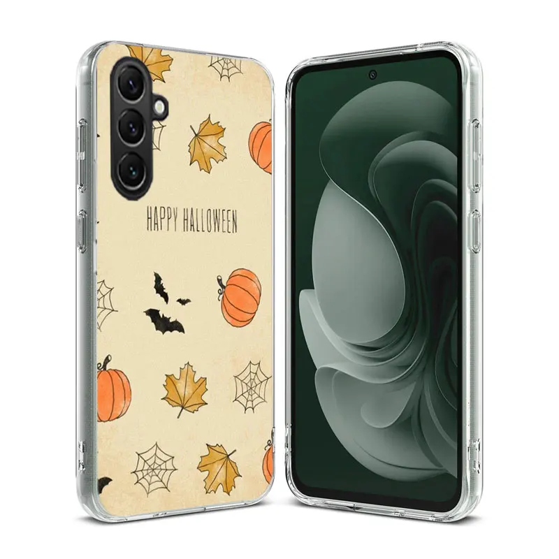 Lanterna di zucca Halloween Maple leaf Clear Phone per Samsung Galaxy A55 A35 A25 A15 A05S A04S A14 A24 A34 A54 A03S A13 A23 A33 A