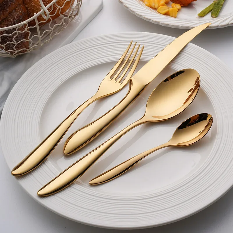 4pcs Cutlery Dinnerware Set Luxury 304 Stainless Steel Tableware Western Spoons Knife Forks Teaspoon Kitchen Dinner Utensils