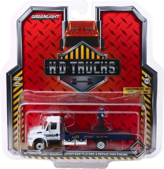 

Green Light 1:64 2013 International Durastar Flatbed Truck - Goodyear Roadside Service&service Personnel Car Model Collection Gi