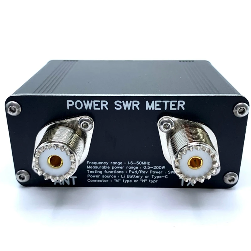 1.6-50Mhz 0.5W-200W HF Shortwave Power SWR Meter Pro HF PWR SWR Meter With 1.29 Inch OLED + 50 Hours Battery Easy To Use