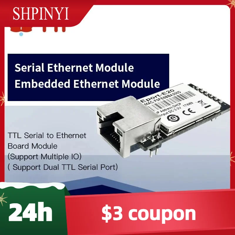 

Port-E20 Порт сетевого сервера FreeRTOS TTL Встроенный модуль последовательного порта Ethernet DHCP 3,3 В TCP IP Telnet Сертифицированный CE
