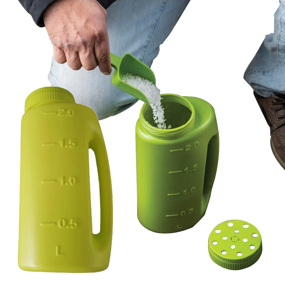

2L Hand Held Spreader Adjustable Hole Size For Seed Fertilizer Salt Gardening Tool Watering Can Seeding Tool Portable Fertilizer