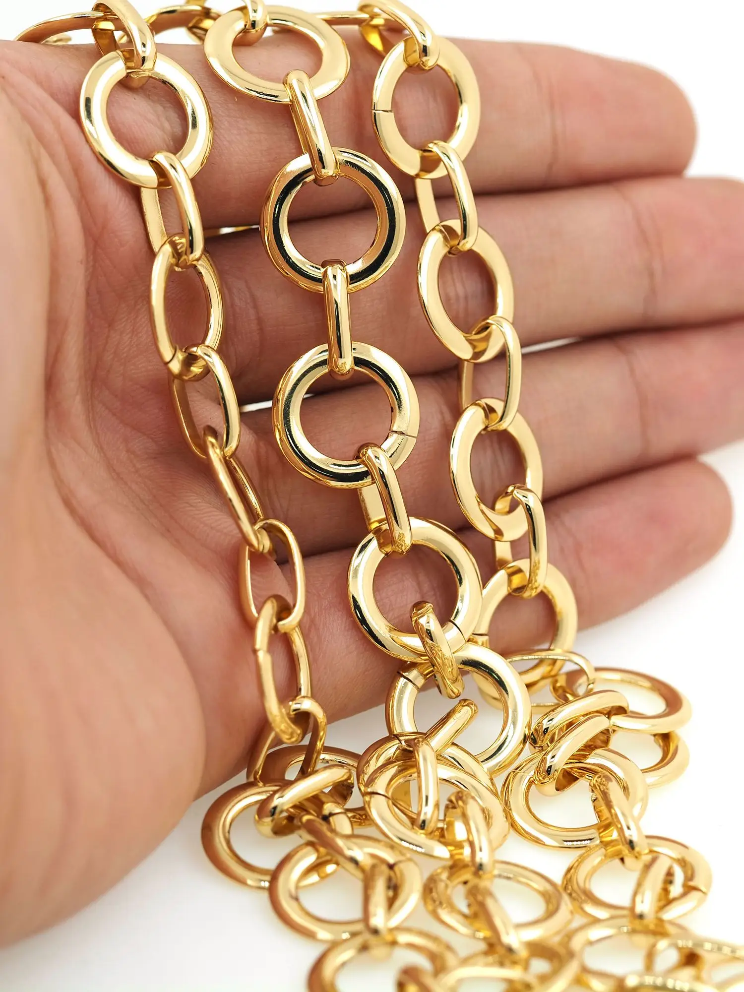 Accessori per braccialetti con collana a maglie rotonde a catena riempita in oro per componenti per gioielli fai-da-te