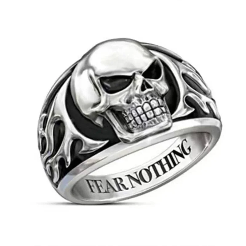Punk Skull Rings Silver Ox Color Vintage For Men Boys Fashion Rings Cool Looking Vintage Jewelry