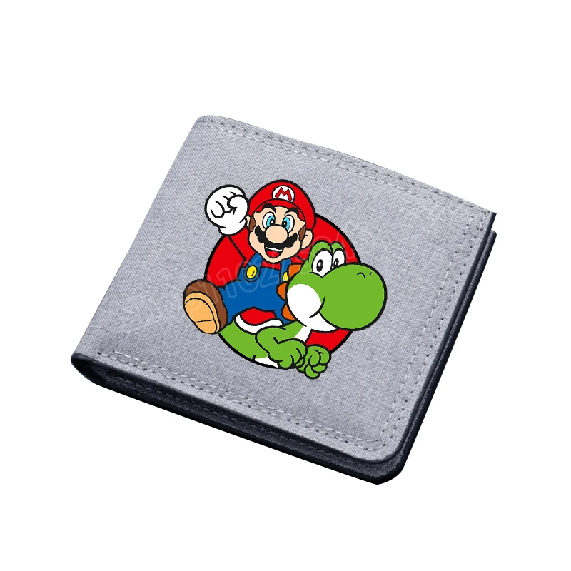 Super Marios Bros Męski nylonowy portfel Anime Cartoon Krótka portmonetka Urocza postać z gry Id Card Torby do przechowywania pieniędzy Prezent