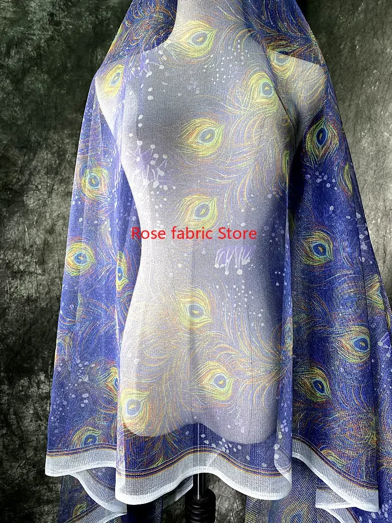 Tessuto di pizzo piuma di pavone glitterato pizzo di tulle di piume dorate per abito da sposa da sposa abito da ragazza decorazione per feste 1 metro