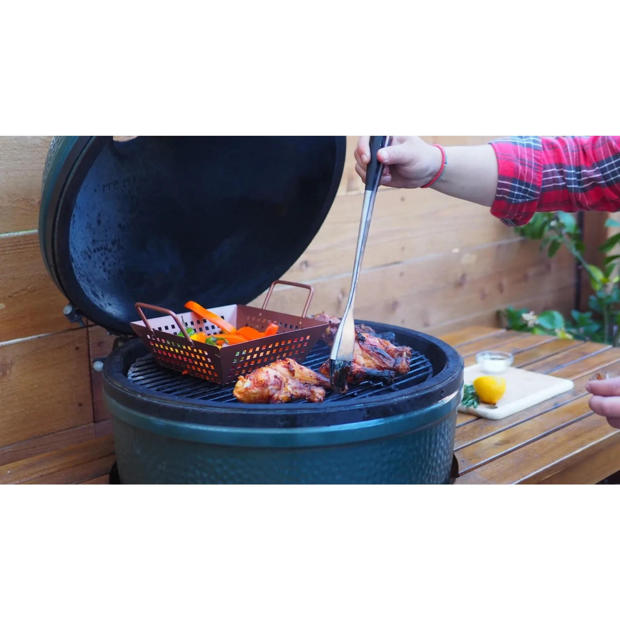 

5-piece premium grilling and cleaning tool set with spatula, tongs, basting brush, grill fork, and grill brush