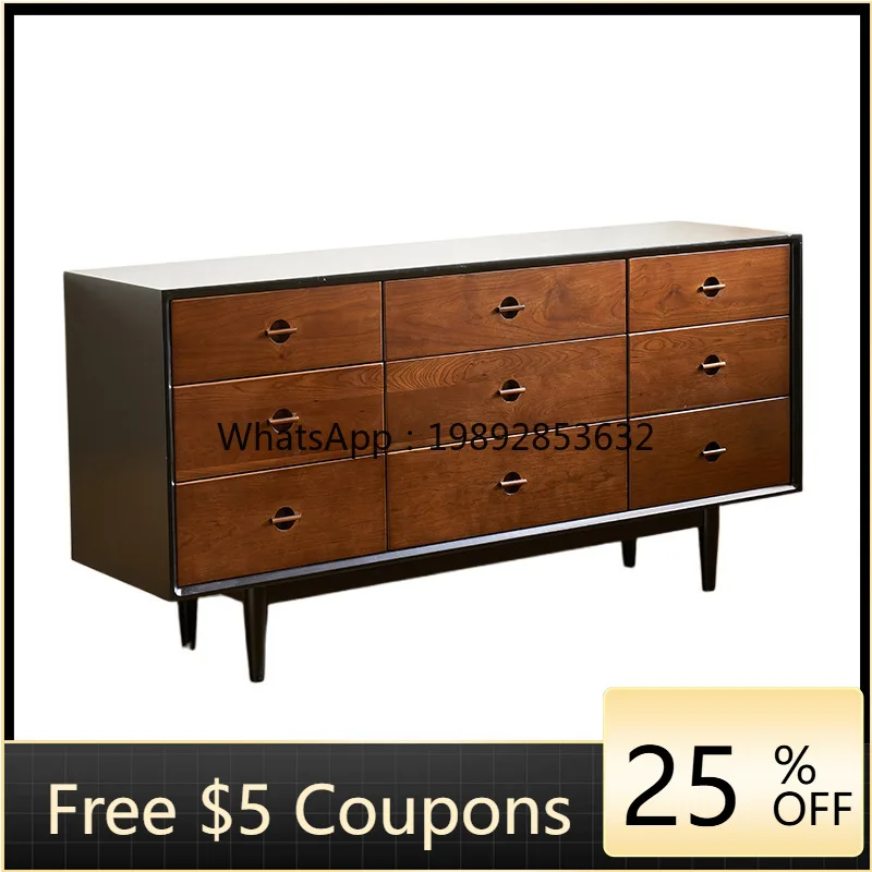 

YFY Vintage Style Solid Wood Chest of Drawers Retro Drawer Nine-Drawer Storage