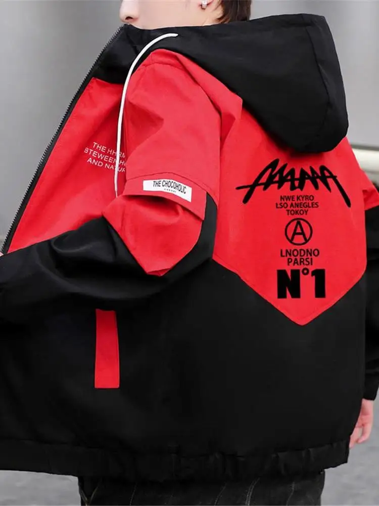 

Men's Casual Hooded Jaet 2025 New Sle Spring Autumn Color Blo Youth Faion Windproof ort Length Polyester Fiber